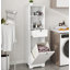 Armoire de trieur de linge inclinable à un compartiment et un tiroir - Blanc