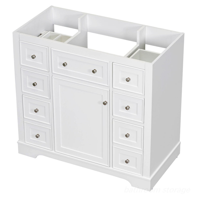 Bathroom Vanity, One Storage Wood Cabinet And Six Drawers
