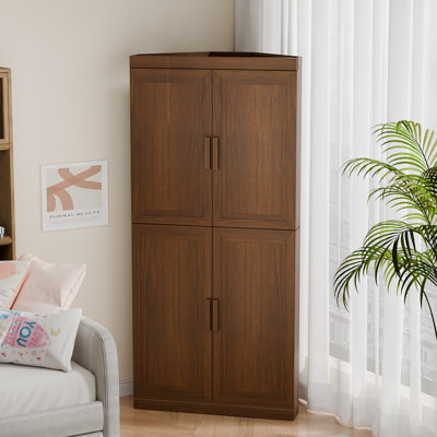 Armoire de coin autoportante, organisateur de rangement à tablettes réglables pour le salon, la cuisine et la chambre à coucher