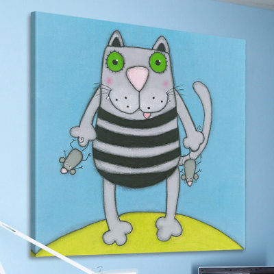 «Cat with Mice», reproduction sur toile tendue