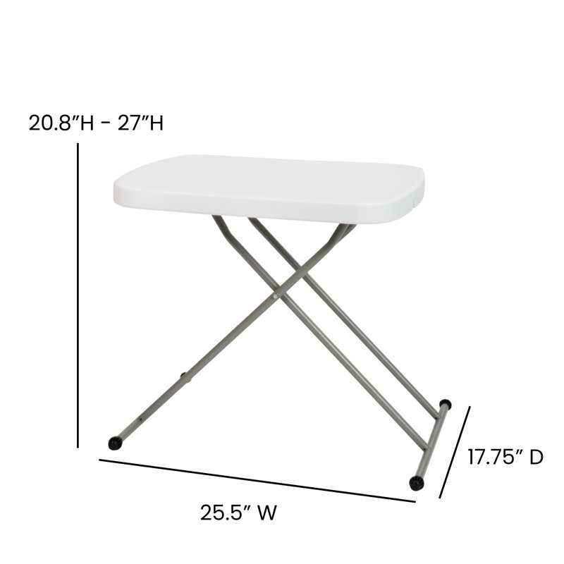Granite White & Gray Adjustable Height Folding Side Table