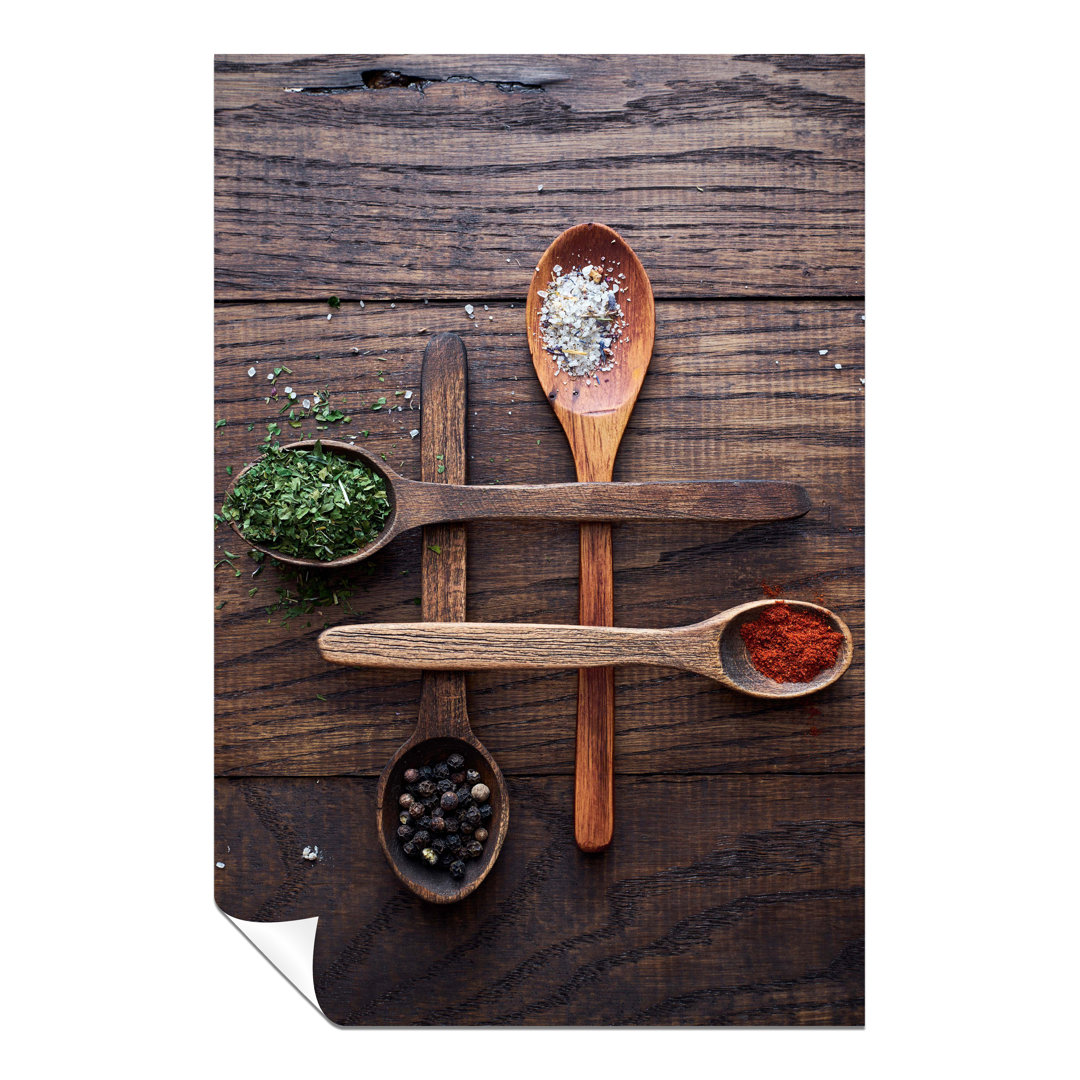 Spices On A Rustic Wooden Spoon - No Frame Print