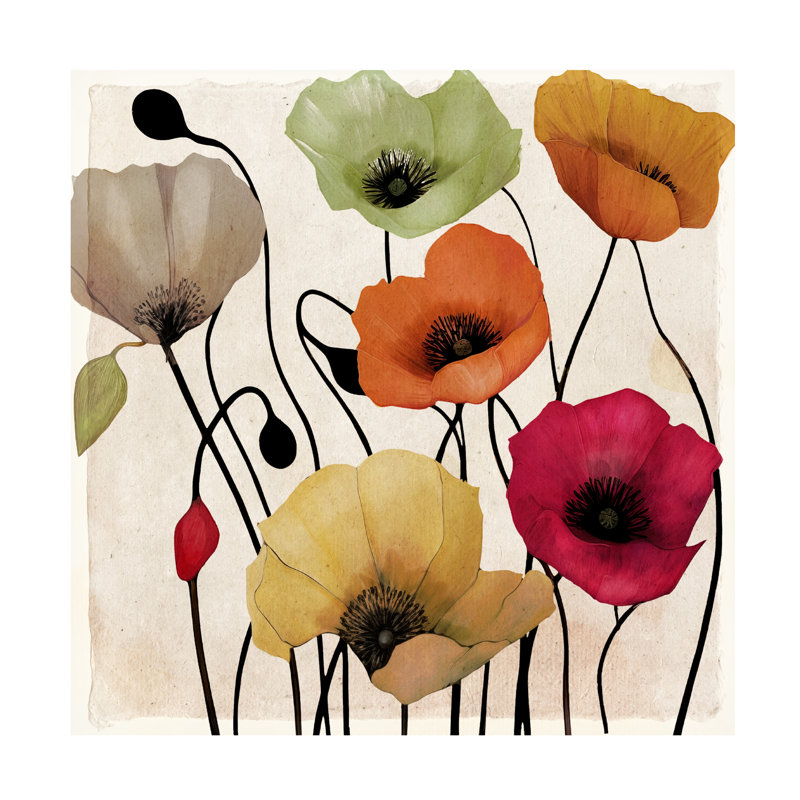 Art sur toile Coquelicots bolins, H 14 po x l 14 po
