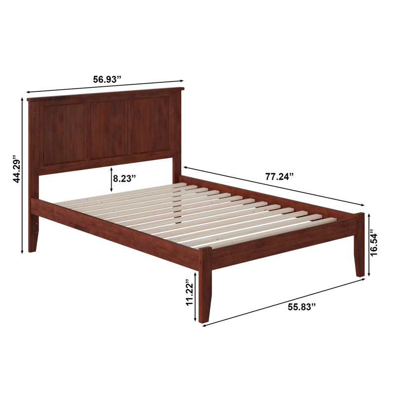 Clyda Solid Wood Panel Bed, Walnut, Full