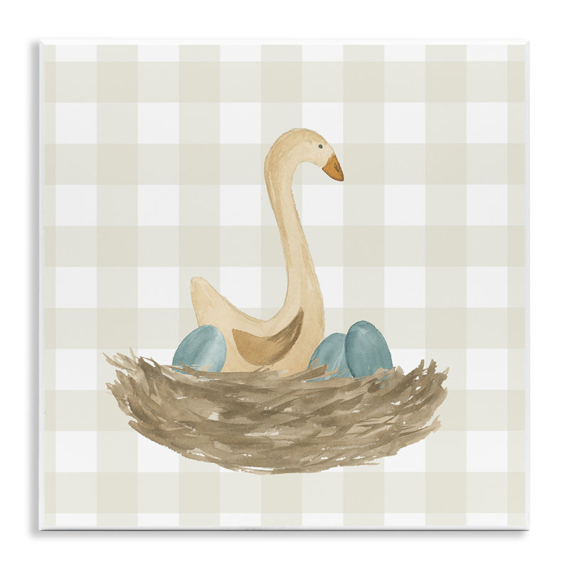 "Duck & Eggs Nest", art mural sur bois par Lucille Price