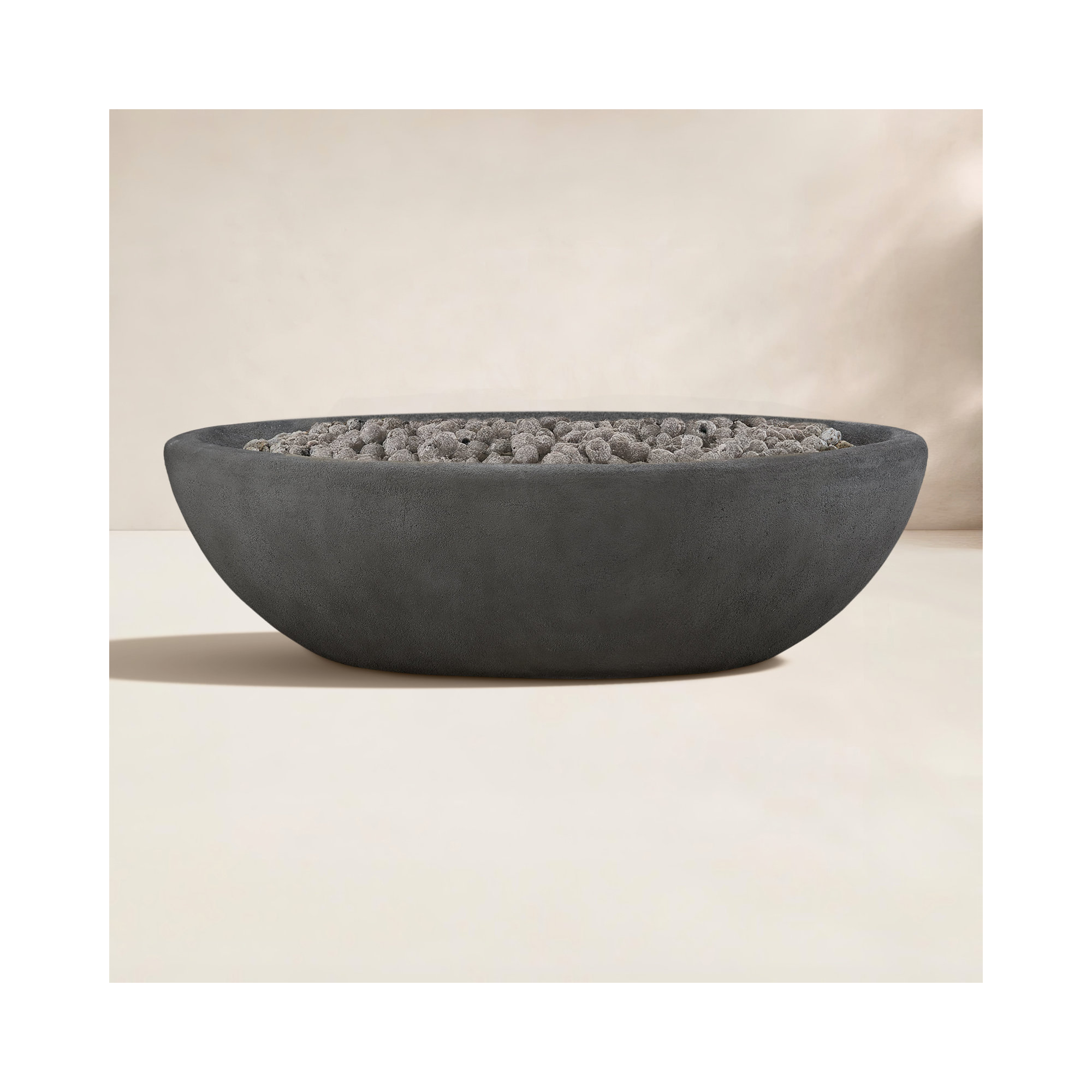 RIVERSIDE Oval Propane Fire Bowl by Real Flame, 17.25" H x 58" W x 32.25" D, Shale