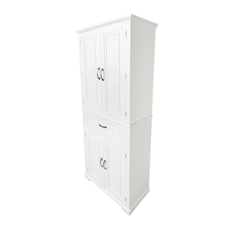 Bathroom Storage Cabinet With Doors And Drawer, Multiple Storage Space, Adjustable Shelf, White