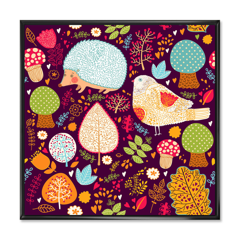 Formes abstraites dans des couleurs rétro vibrantes - Impression sur toile, H 36 po x l 36 po, Cadre flottant noir