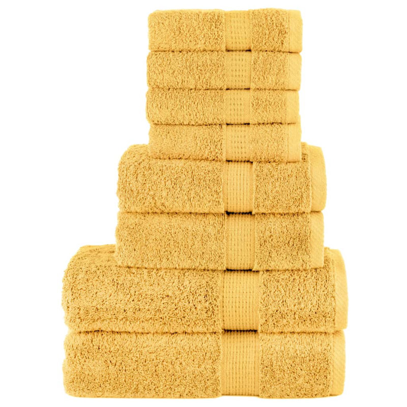 Premium Towel Set SOLUND 600 Gsm, 8 Piece Towel Set, Gold