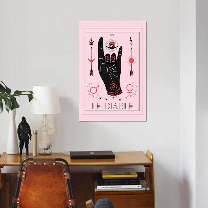 «Le Diable» par Emanuela Carratoni, reproduction sur toile tendue, H 18 po x l 12 po x P 1,5 po, Pas de tapis, Toile tendue