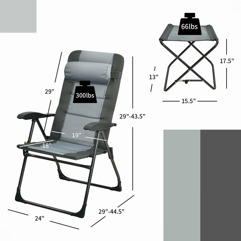 Ensemble de chaises de camping inclinables 4 pièces