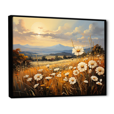 Magnifique champ de fleurs chaudes sur toile