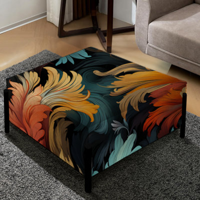 Painterly Damask Colorful Leaves - Grand repose-pieds carré abstrait