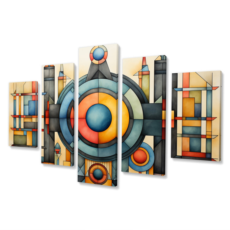 African Ndebele Patterns - 5 Piece Wrapped Canvas Print