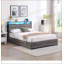 Base de lit en métal durable avec tête de lit et station de charge intégrée, parfaite pour les chambres à coucher modernes et l'organisation efficace.-1557517895