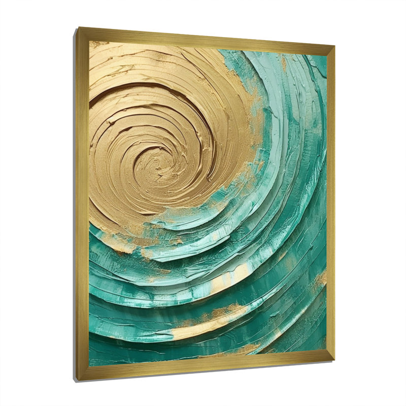 «Teal Gold», reproductions d'art mural, H 40 po x l 30 po x P 1,5 po, Cadre doré à une seule photo