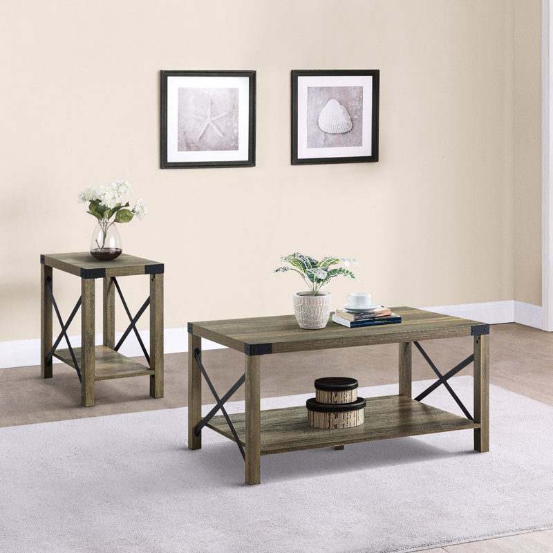 Table rectangulaire rustique avec tablette pour livres et collations