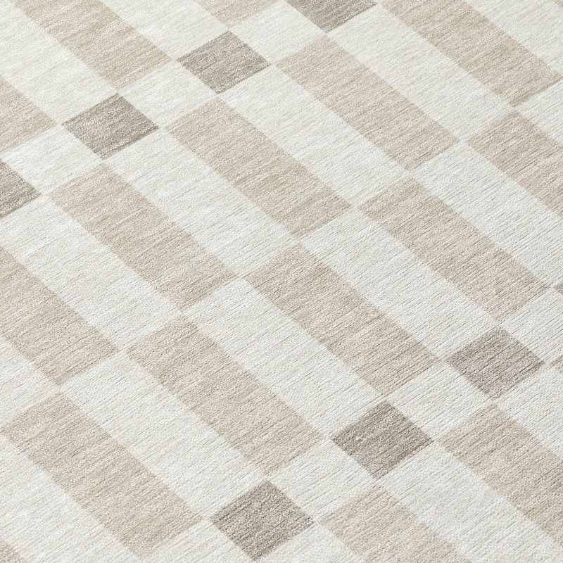 Tapis géométrique intérieur / extérieur lavable à la machine Chantille ACN2547, 3 pi x 5 pi, Ivoire ivoire