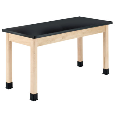Diversified Spaces School Classroom Science Lab Table, Black Laminate Table Top Worksurface, 60" x 30" x 36", Solid Oak Wood Finish, Made in USA