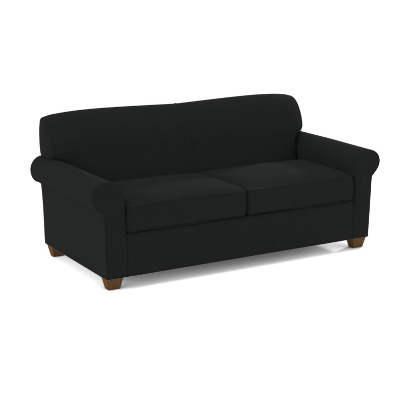 Finn 75" Rolled Arm Sofa Bed, Montana Walnut, Dillon Black, Hybrid