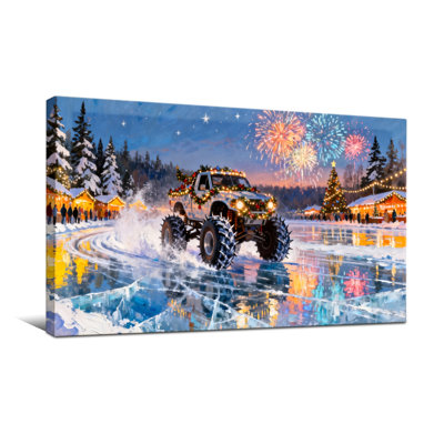 Christmas Christmas Truck Ice Road Fireworks Night