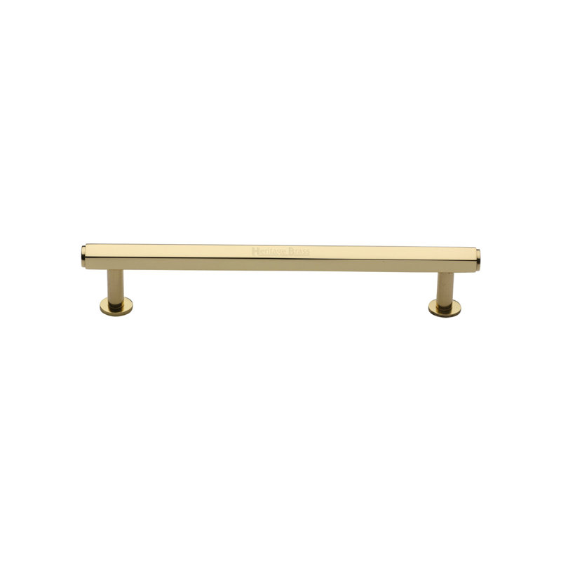 Heritage Brass Heritage Cabinet Pull Hexagon Design with Rose, Polished Brass, 12.8cm