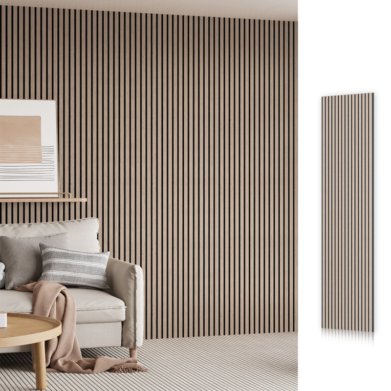Panneau mural à lattes en bois 106 po x 12,6 po, Brun