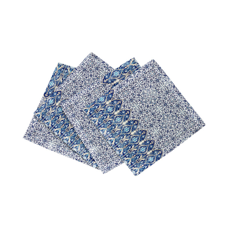 Iznik Cotton Sateen Cocktail Napkins, Classic