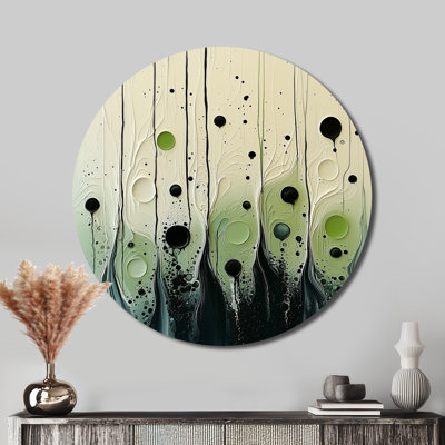 Rhythmic Drizzle Of Nature Liquid Dreams II - Modern Green Metal Wall Decor