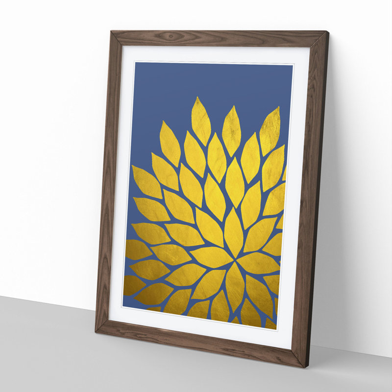 Abstract Leaves No.3 Gold - Framed Print, 36cm H x 27cm W x 2cm D, Walnut