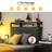 Gaming Bed Frame with 360° Rotating TV Mount for 65" TV, Twin Size Metal Platform Bed with LED Lights & Charging Station, Smart Bed for Teens Bedroom