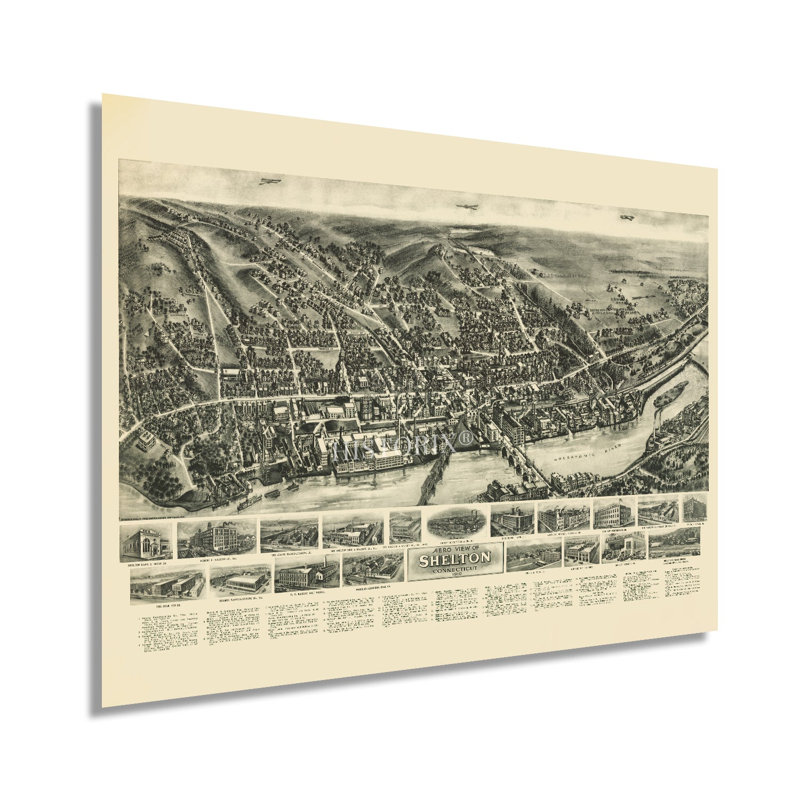 Carte de Shelton, 1919, affiche sur papier, H 24 po x l 36 po x P 0,01 po