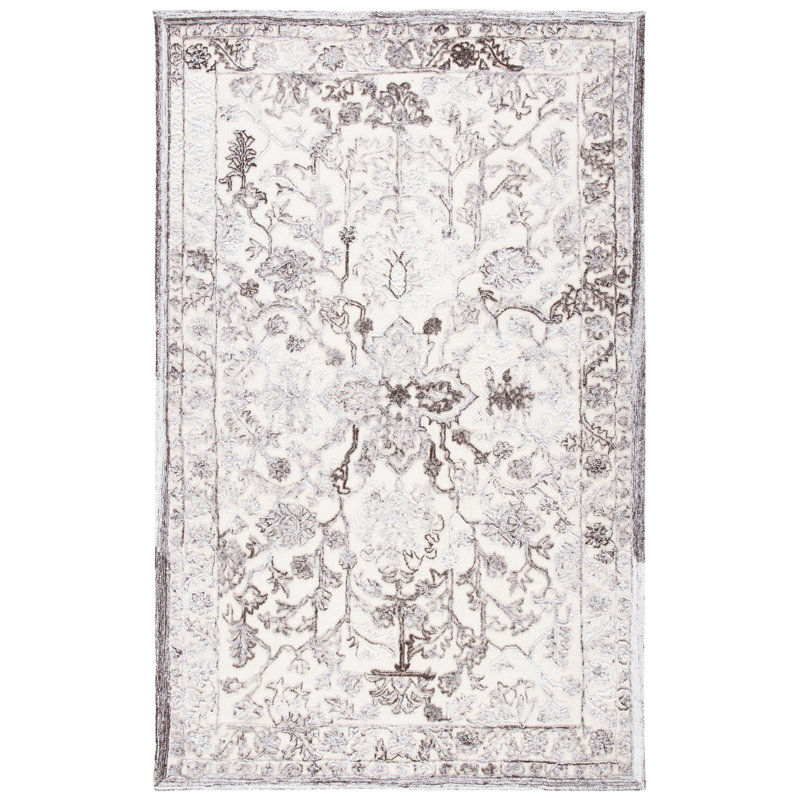 Tapis oriental brun / ivoire touffeté à la main Oriental, Rectangle 5 pi x 8 pi