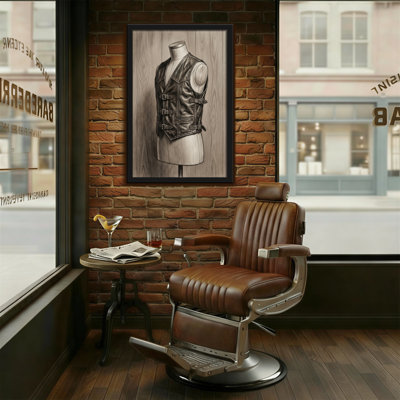 Fashion Leather Vest On Mannequin Wood Background