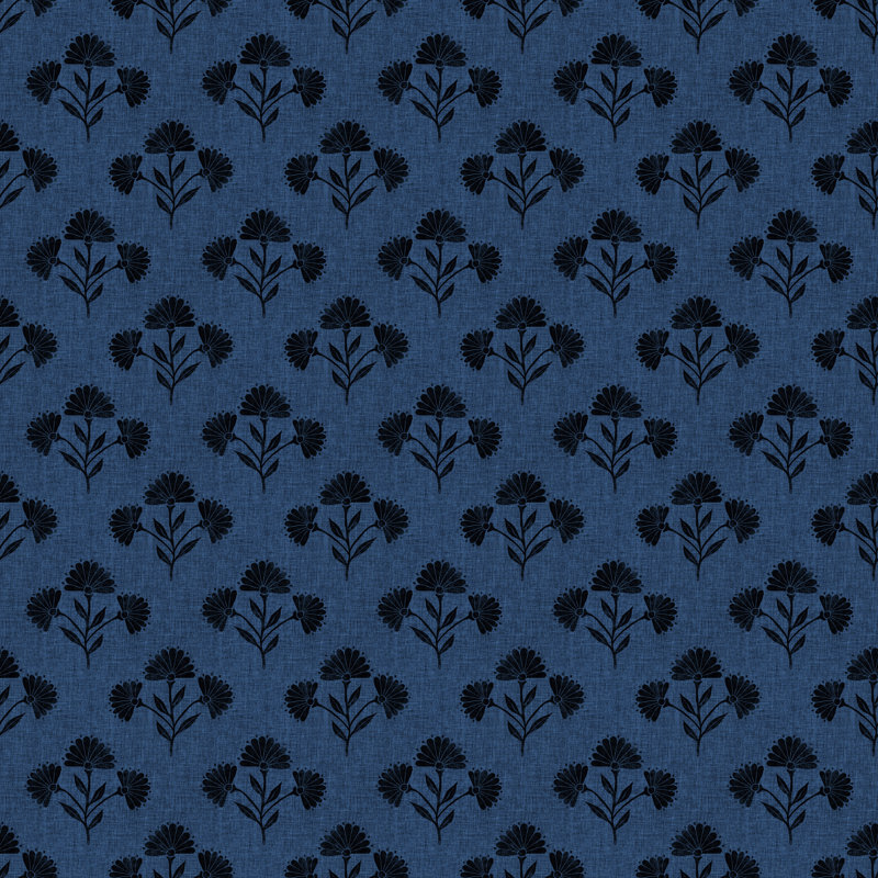 Suri floral bleu foncé, H 20 po x l 20 po