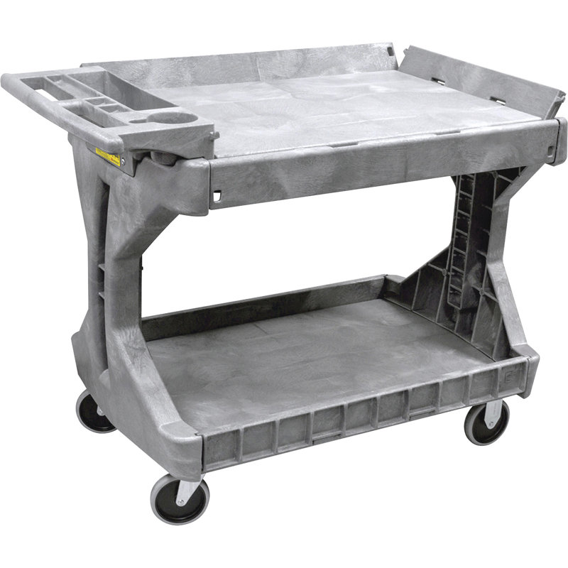 Gray Polyethylene Large Pro Cart with 2 Shelves