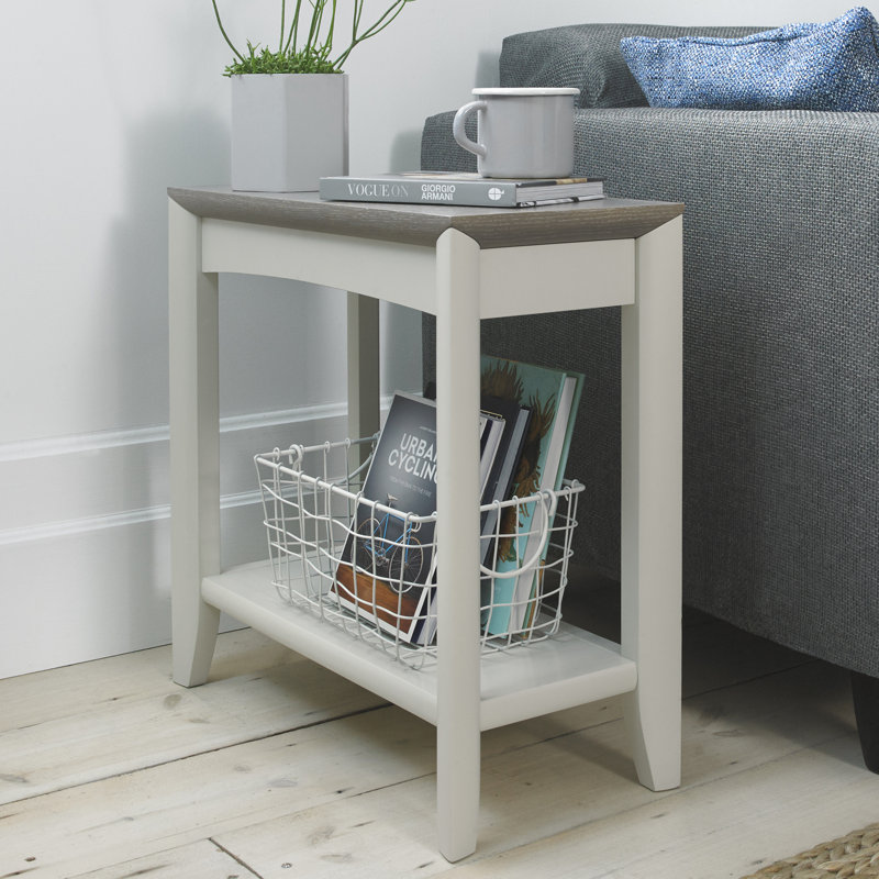 Southall Solid Wood End Table, Ivory, Brown