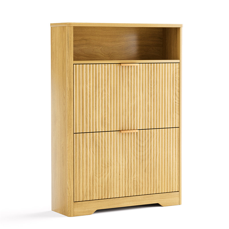 Armoire à chaussures cachée avec 2 tiroirs rabattables, organisateur de rangement de chaussures autoportant pour vestibule, armoire à chaussures dissimulée mince pour vestibule d'entrée de maison