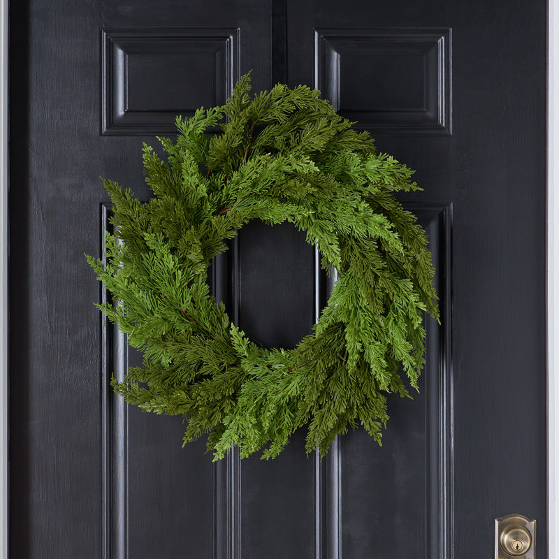 Real Touch Winter Cedar Holiday Front Door Christmas Wreath