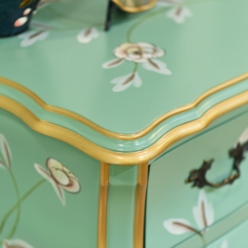 Commodes décoratives vintage en bois peint vert