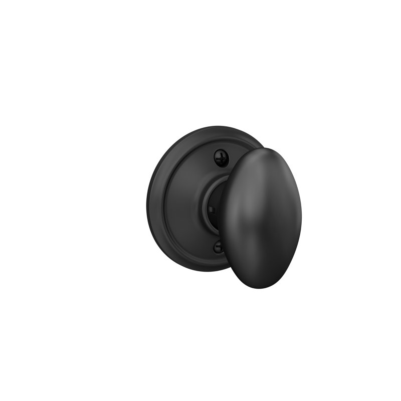 Siena Passage Door Knob with Rosette, Matte Black