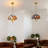 3-Light Stained Glass Pendant Light Flwoer Shade