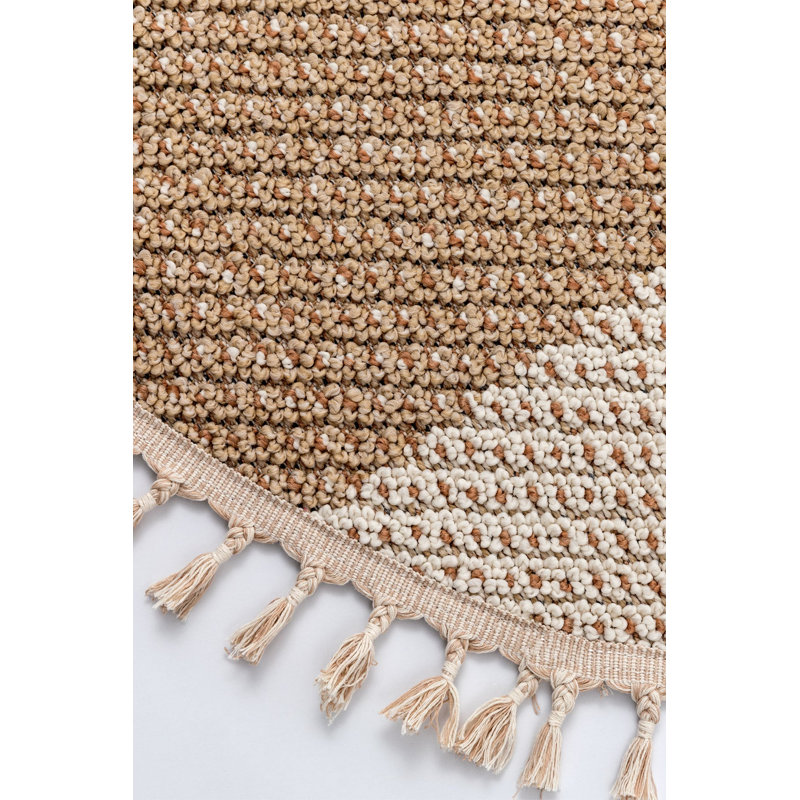 Round Rayshan Geometric Machine Made Indoor / Outdoor Area Rug, Round 2'7"