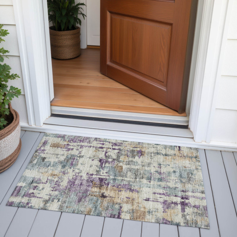 Machine Washable Indoor/Outdoor Xhevrie Linen Rug, Rectangle 1'8" x 2'6"
