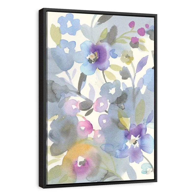 Floral Jewel Garden II, 31 po x 46 po, Cadre flottant noir
