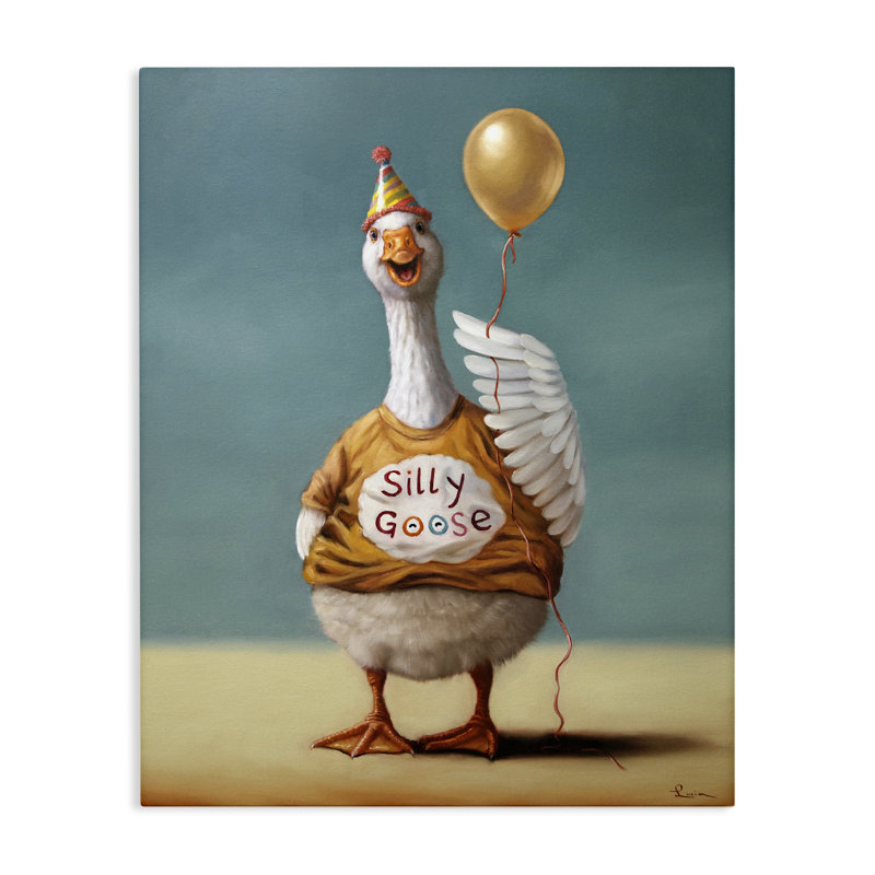 Oie grise avec toile ballon, design par Lucia Heffernan, H 20 po x l 16 po