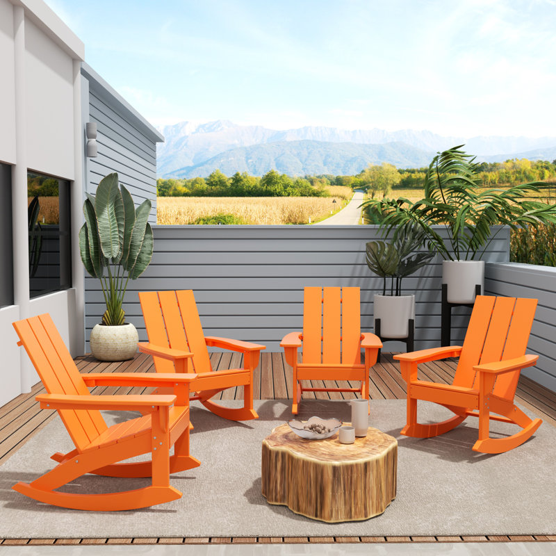Chaise berçante d'extérieur en plastique Joubert, Orange