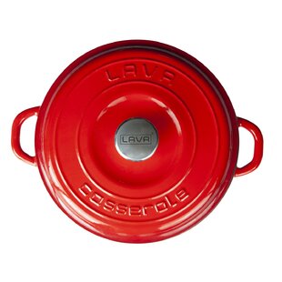 Lava Enameled Cast Iron Small Dutch Oven 0.4 Qt. Round with Trendy Lid Red