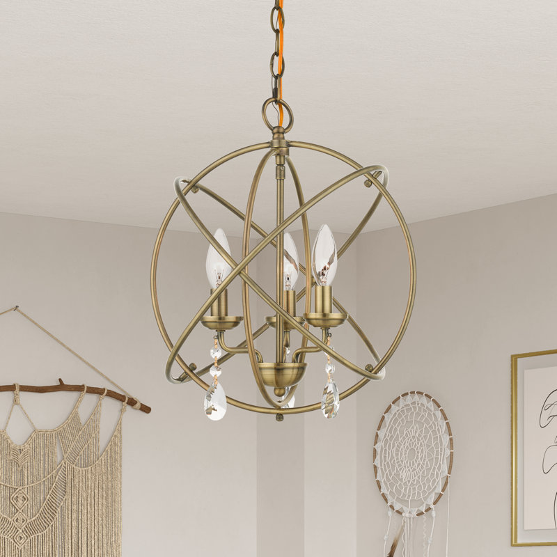 Laclair 3 - Light Pendant, Antique Brass, 14.5" H x 15.5" W x 15.5" D