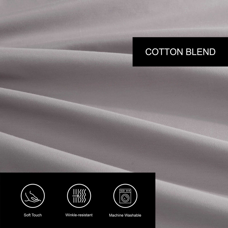 800 Thread Count Cotton Blend Sheet Set, Queen Sheet Set with 2 Pillowcases, Taupe